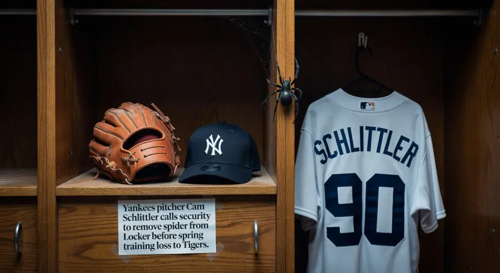 Yankees pitcher Cam Schlittler calls security to remove spider from locker before spring training loss to Tigers
